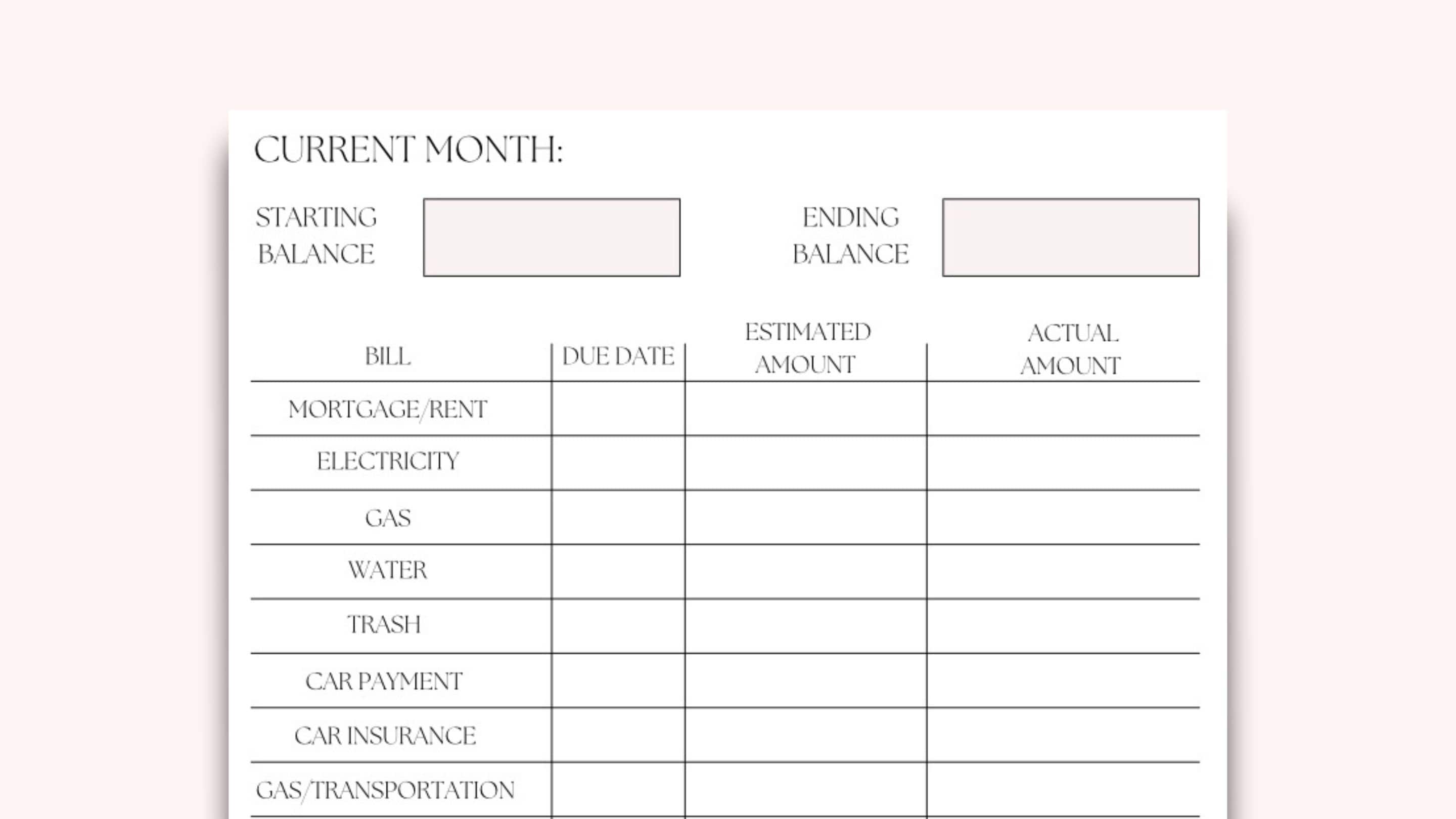 Printable Monthly Budget Organizer, Printable Monthly Organizer for ...