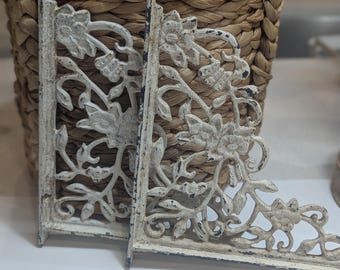 Cast Iron Brackets Art Nouveau Style Distressed Finish Architectural Salvage
