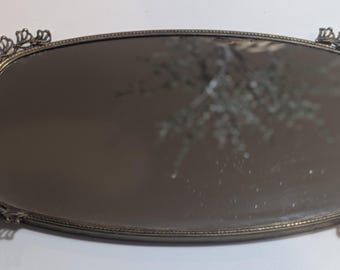Victorian Style Mirror Vanity Perfume Tray Filigree Ornate