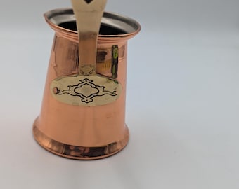 Vintage Handcrafted Turkish Copper Coffee Pot With Brass Handle