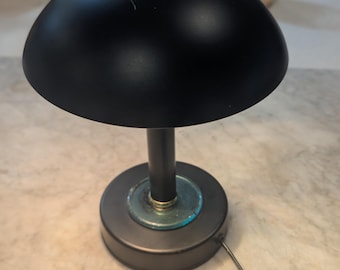Black  Metal Touch Lamp Mushroom Dome Atomic Flying Saucer UFO 12" Vintage