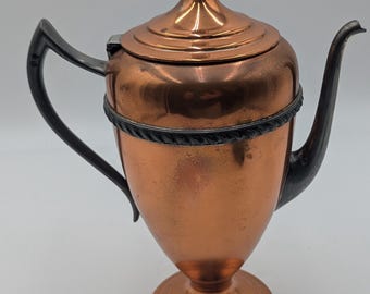 Antique Copper Coffee Pot Silver Plated Made In England