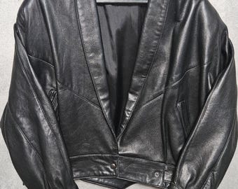 Vintage Christian Lauren NY Paris  Leather Cropped Jacket 80's  Size L