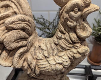 Vintage Elegant Large Decorative Hand Painted Plaster Rooster Farmhouse Decor