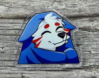 Comfy Red & White Fox Blanket Acrylic Pin 1.5" Custom New