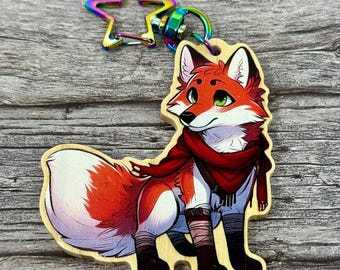 Fox Rogue Thief Class Wooden Keychain Keyring DnD