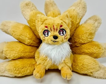Kitsune - Dark Gold & White Nine-Tailed Fox Plush - GameFox