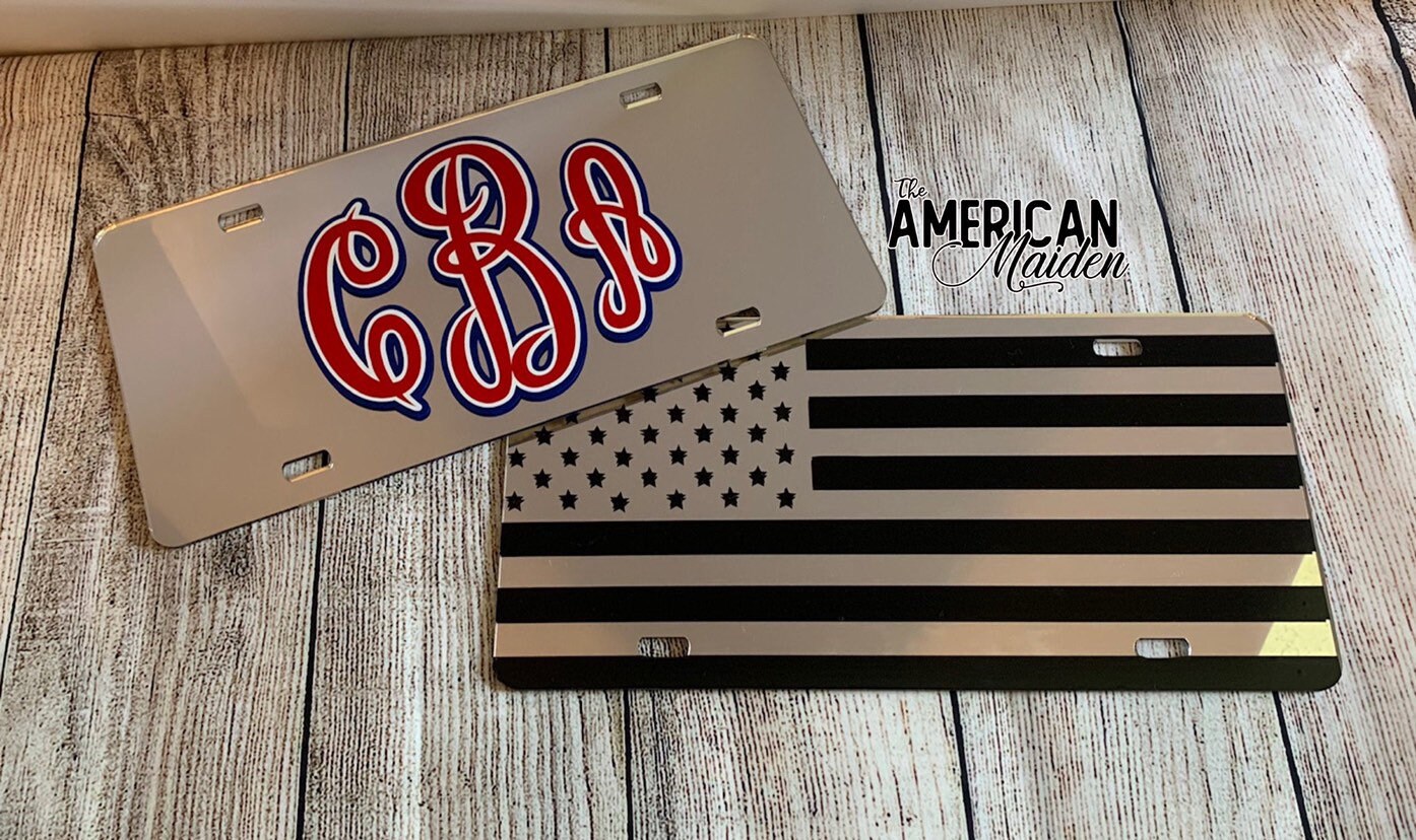 American Flag License Plate Chrome American Flag License Etsy