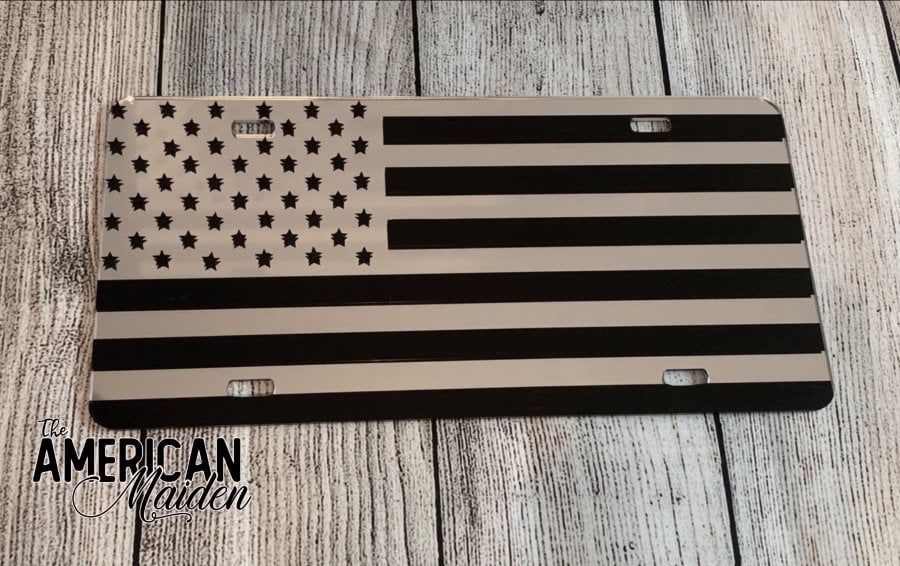 American Flag License Plate Chrome American Flag License Etsy