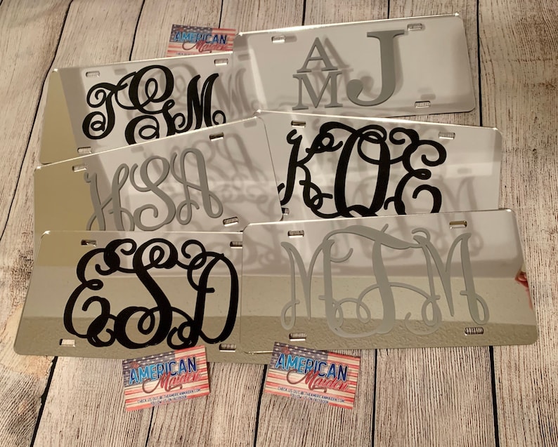 Monogram License Plate Chrome Monogram Car Tag Chrome Etsy