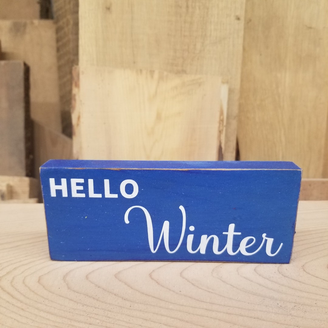 Hello Winter Wood Winter Sign Primitive Farmhouse - Etsy