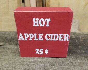 hot apple cider wood sign fall winter sign primitive farmhouse country