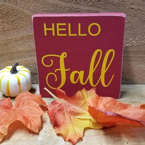 hello fall wooden red block orange lettering