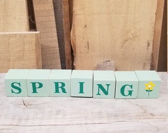 wooden blocks spring wood blocks sign spring tier tray decoration shelf sitter farmhouse spring decoration