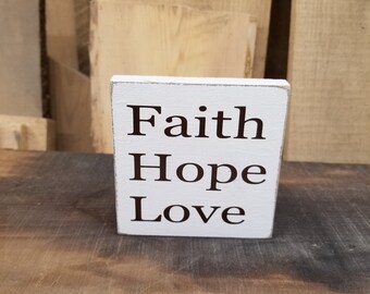 wood sign faith hope love farmhouse wooden sign