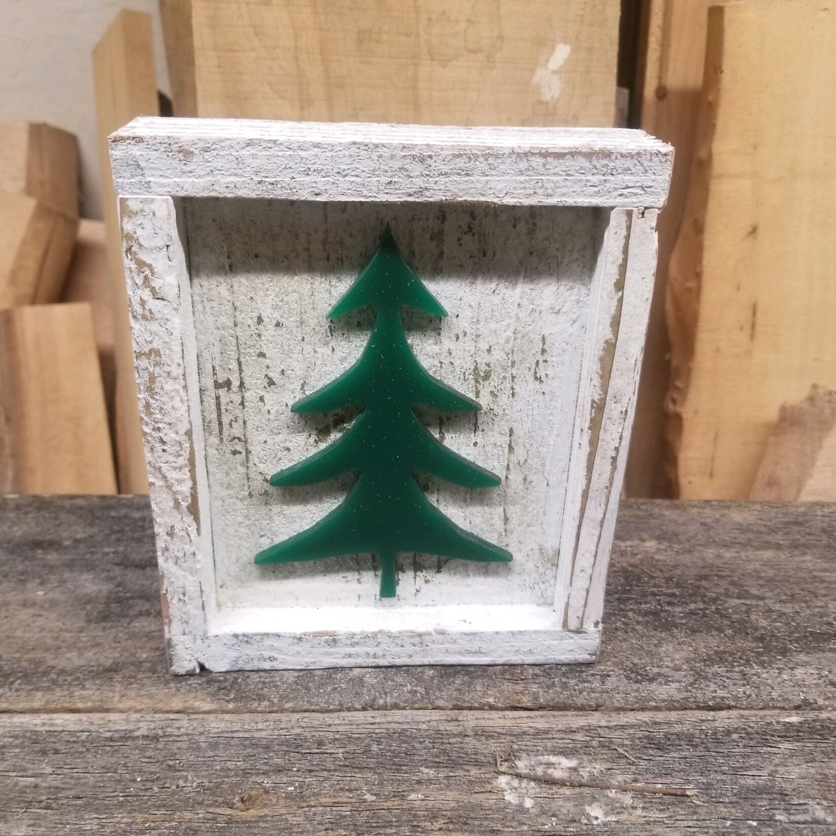 Farmhouse barn wood rustic shadow box with a tree Etsy