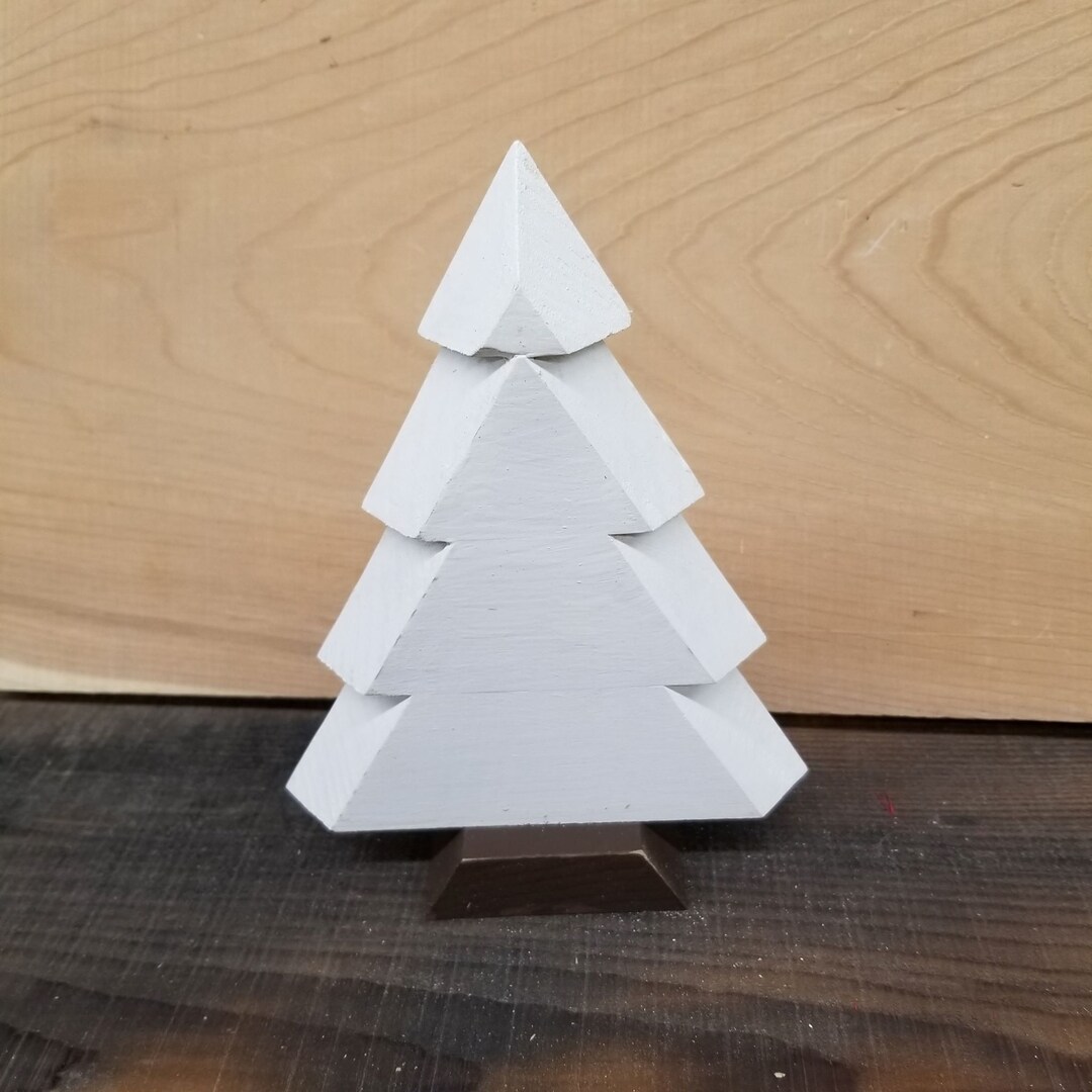 White Wood Christmas Tree Decoration Etsy