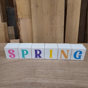 wood blocks spring decoration multi colored letters spring shelf sitter wood blocks decoration primitive wood blocks spring