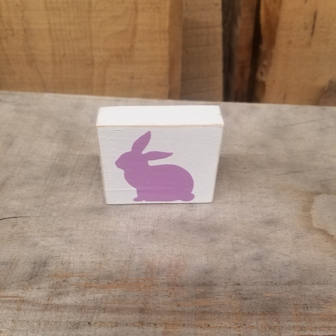 Buuny Rabbit Wood Block Easter Sign Rabbit Decoration Etsy
