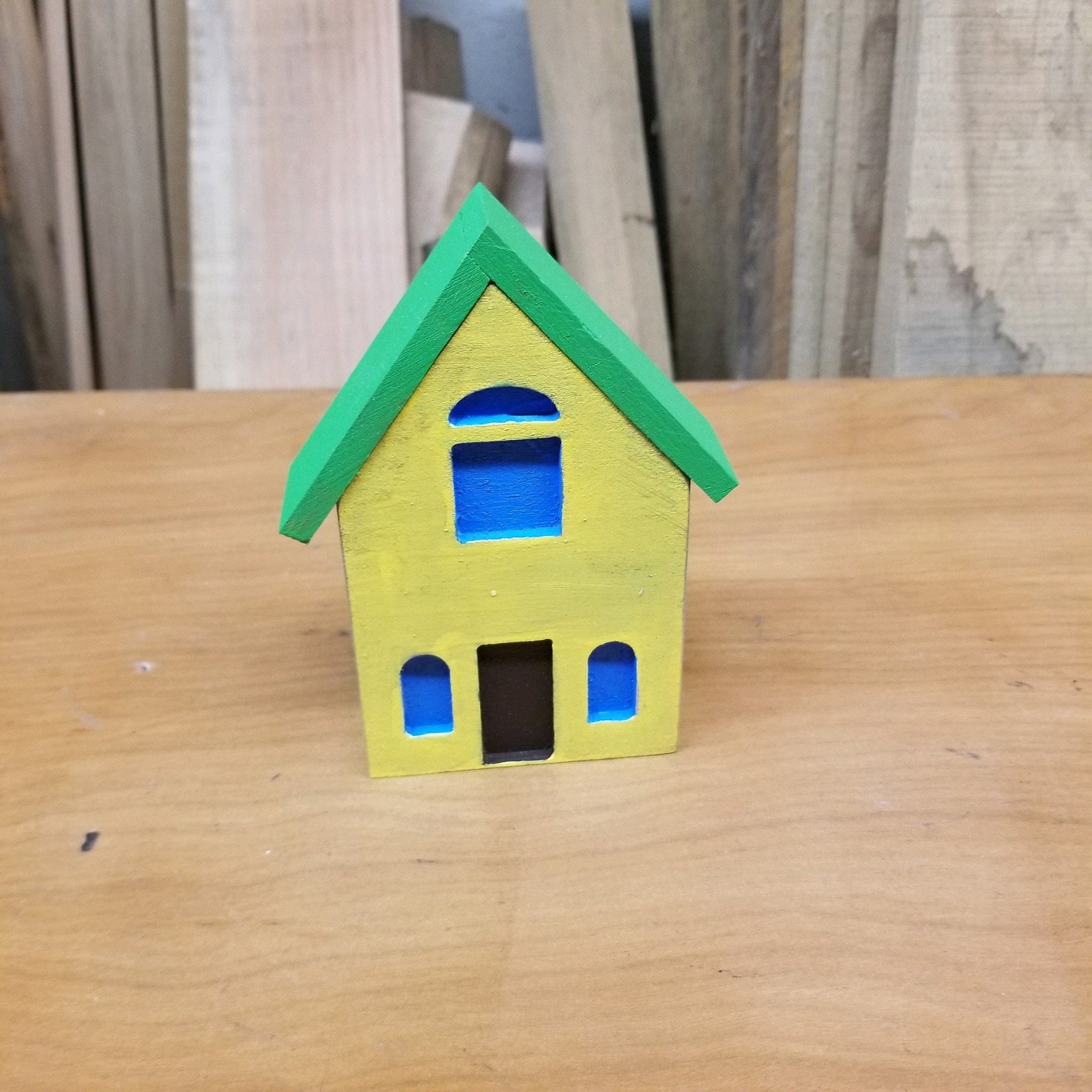 Farm house wood block house Etsy