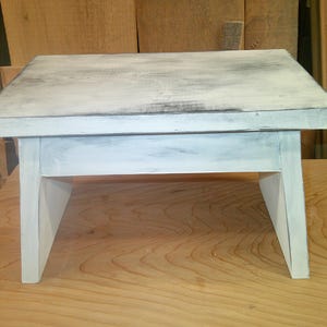 rustic wooden one step stool white