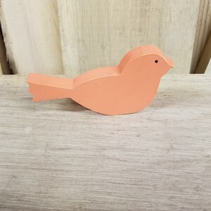 orange bird wood bird painted bird sitting bird simple bird  farmhouse bird primitive bird
