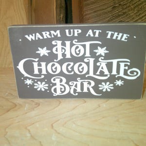 hot chocolate bar brown sign wood sign winter sign winter farmhouse sign primitive coco sign