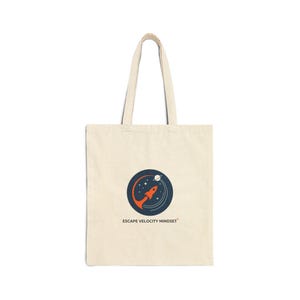 Borsa tote con toppa della missione "Escape Velocity Rocket", tela con astronauta spaziale e appassionato di scienza.