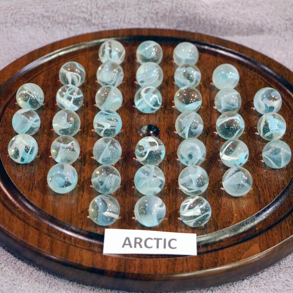 MS1012A - Marble Solitaire Game made with Darkened Walnut and dimples sized for 7/8 inch marbles.  Buyer selects the Marbles or No Marbles