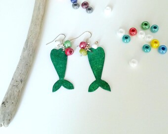 glittered Mermaid paper Earrings/Earrings