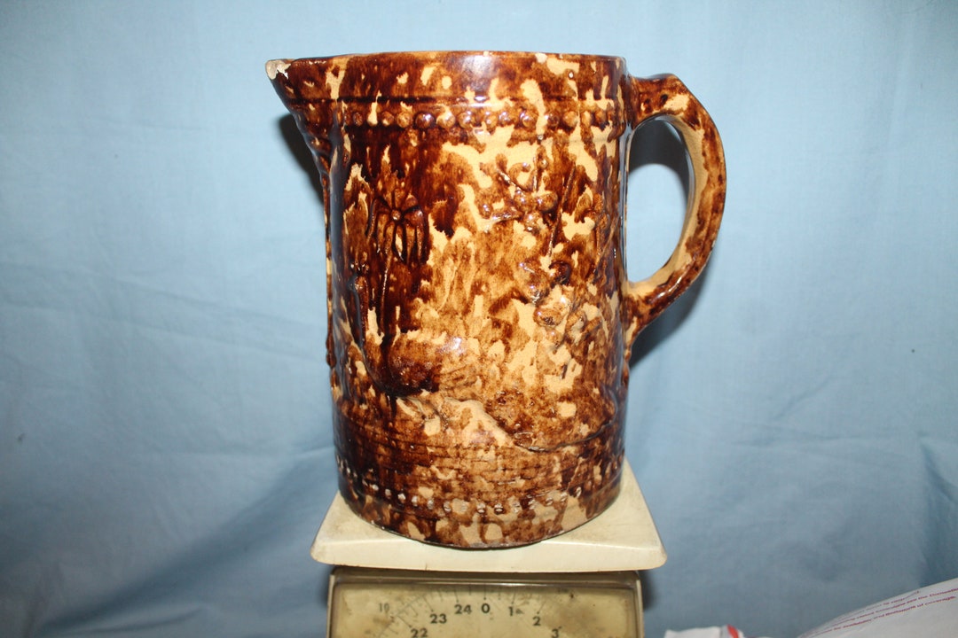 Antique Bennington Pottery W/ Rockingham Glaze Pitcher Etsy