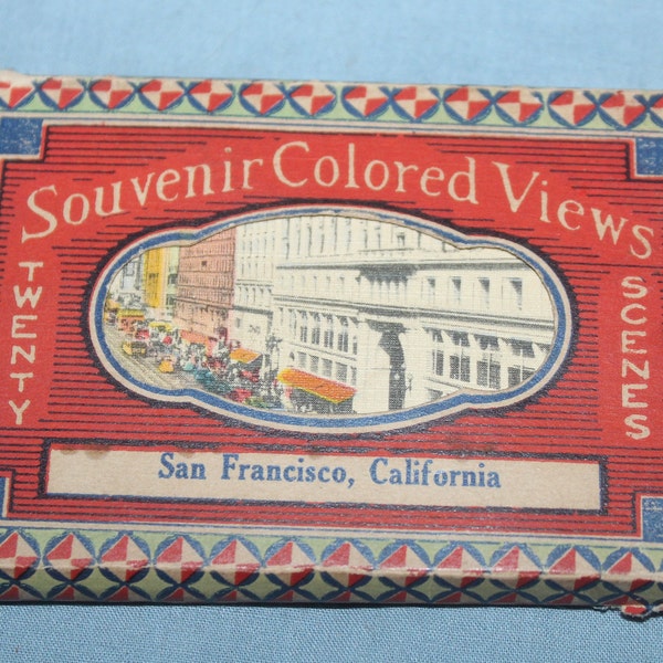 1930's Miniature Linen Photo Views of San Francisco & Surroundings 2.5" X 3.5"