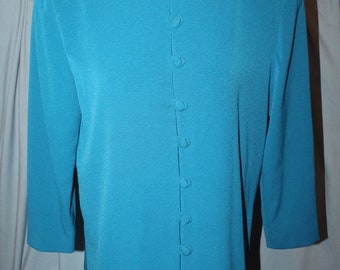 Pretty "BLEYLE Petites" Womens Aqua Pant Suit - Made in USA -100% Polyester