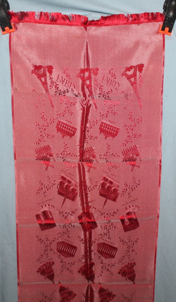 Vintage 1950's rich red satin souvenir scarf famo… - image 6