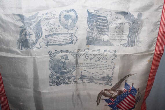 WWI  Silk Handkerchief Forget Me Not, Remember Me… - image 3