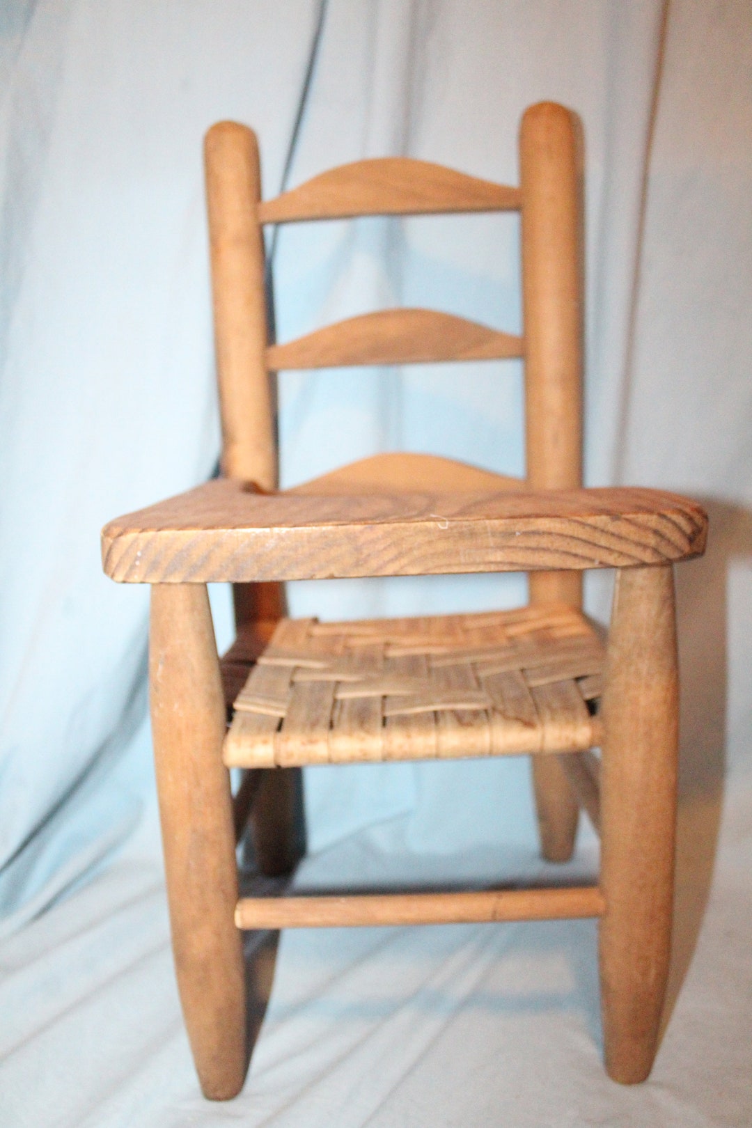 Vintage Wooden Doll School Desk Chair Woven Splint Seat 17 X 8 Etsy