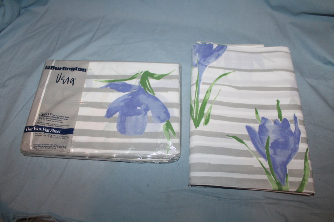 Vintage Pair Vera Neumann Twin Flat Sheets No Iron Caress Ll 160