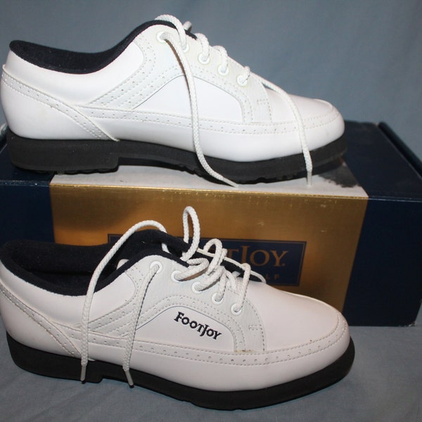 Footjoy GreenJoys Womens Size 6. M 5 White Leather Golf Shoes Lace Up Soft Spike