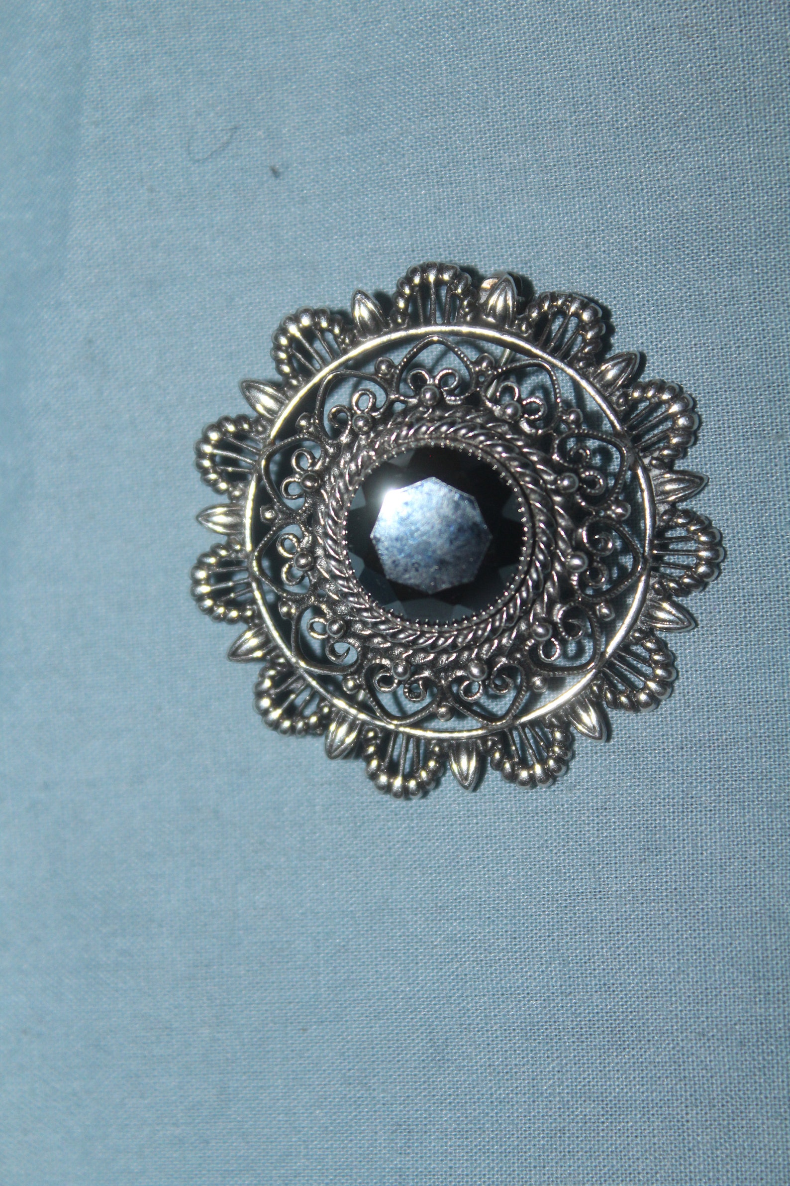 Beautiful Round Sterling Silver Brooch W/ Hematite Center Etsy UK