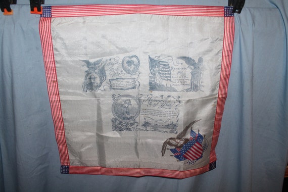 WWI  Silk Handkerchief Forget Me Not, Remember Me… - image 1