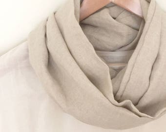 Japanese Linen Infinity Scarf/linen loop scarf/ linen snood scarf/ natural linen scarf/ lightweight linen scarf/summer linen scarf