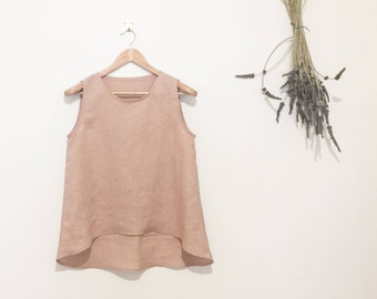 Japanese Linen Tank top/ sleeveless linen top/ japanese linen fabric/ pure linen top/ dusty pink top/white linen top/women linen blouse