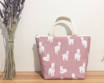Bolsa térmica para almuerzo, bolsa para proyectos, bolsa para tejer, con estampado de llama y alpaca, grande, resistente al agua y nevera.