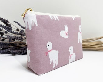 Bolsa con cremallera de Llama Alpaca / Bolsa con estampado de alpaca / Bolsa para cosméticos / Bolsa de maquillaje / Bolsa de viaje / Monedero de tela / Estuche de tela para lápices / Estuche grande para lápices