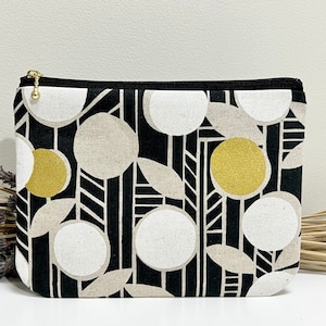 Floral print zipper pouch/polka dot print/gold print/cosmetic pouch/make up bag/travel pouch/fabric pencil case/large pencil case