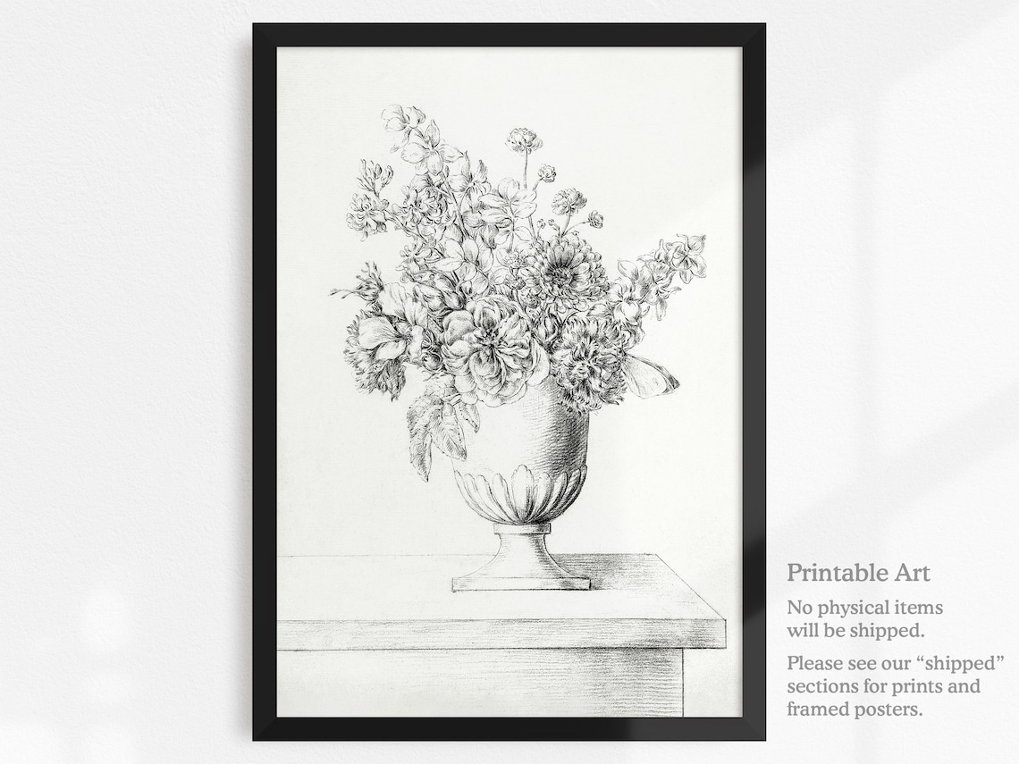 Vintage Black and White print Vintage decor Printable Wall Etsy