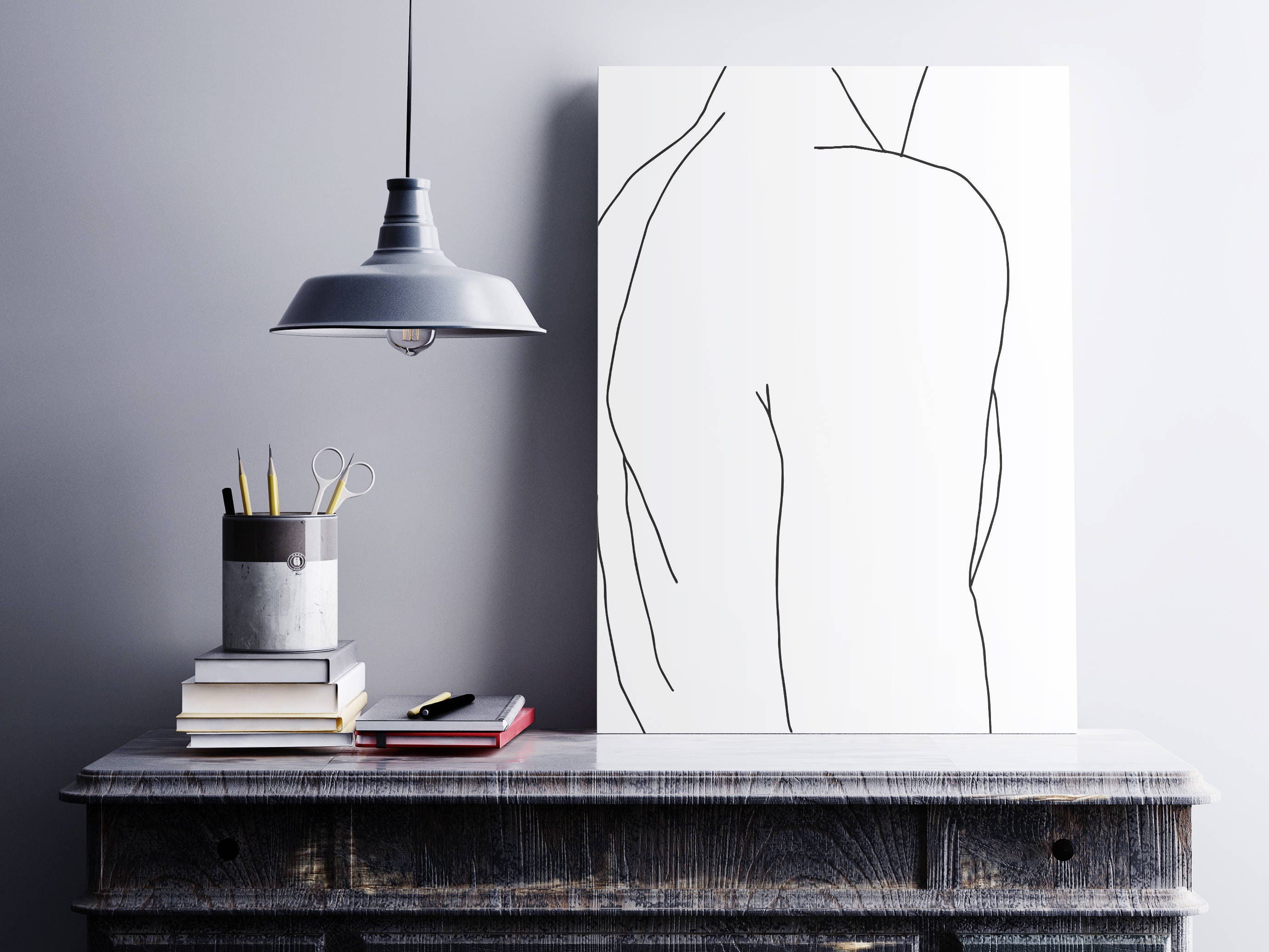 White Abstract male body Body printable art Minimalist | Etsy