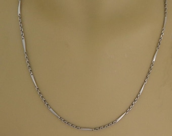 Vintage Platinum Oval Bone Link Chain 21" Long