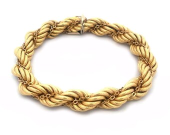 18k Ladies Rope Bracelet With Twisted chain