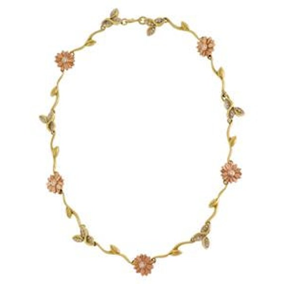 Estate Diamond 18k 14k Yellow & Rose Gold Floral … - image 3